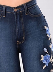 Casual Embroidered High Waist Slim Flit Skinny Jeans