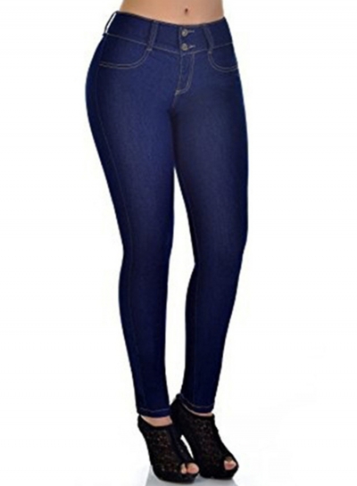 Casual Elastic High Waist Butt Lift Skinny Solid Color Jeans lonhooker.com