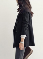 Black Casual Long Sleeve Turn-Down Collar Slim Solid Pockets Suit Blazer
