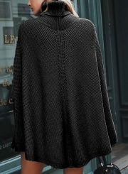 Turtleneck Chunky Sweater Cloak