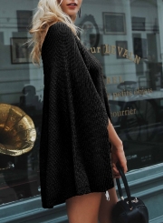 Turtleneck Chunky Sweater Cloak