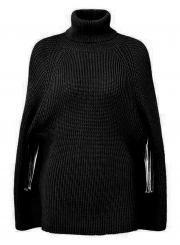 Turtleneck Chunky Sweater Cloak