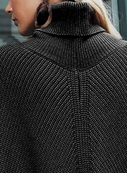 Turtleneck Chunky Sweater Cloak