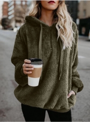 Casual Long Sleeve Loose Sweatshirt Hooded With Pockets