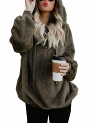 Casual Long Sleeve Loose Sweatshirt Hooded With Pockets