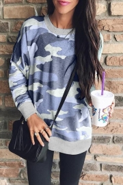 Casual Long Sleeves Camouflage Printed Hoodies