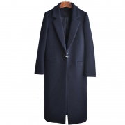 Wool Lapel Button Long Coat