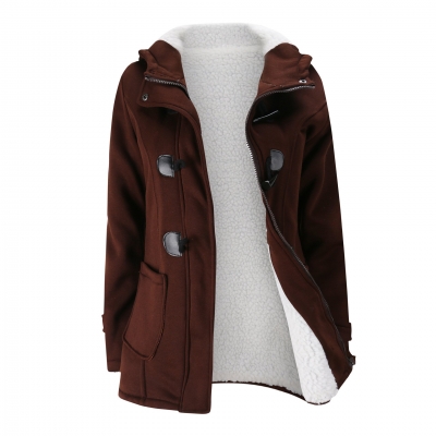 Long Sleeve Solid Buttoned Zipper Pockets Coat zecalaba.com