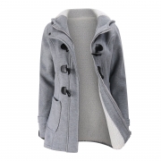 Long Sleeve Solid Buttoned Zipper Pockets Coat