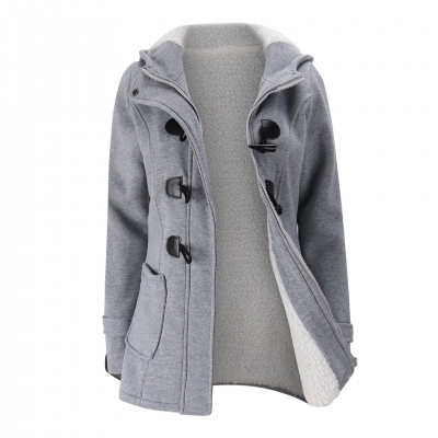 Long Sleeve Solid Buttoned Zipper Pockets Coat zecalaba.com