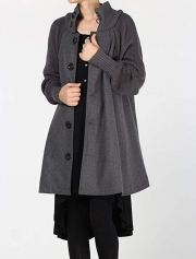 Single Breasted Cowl Neck Woolen Cloak Coat