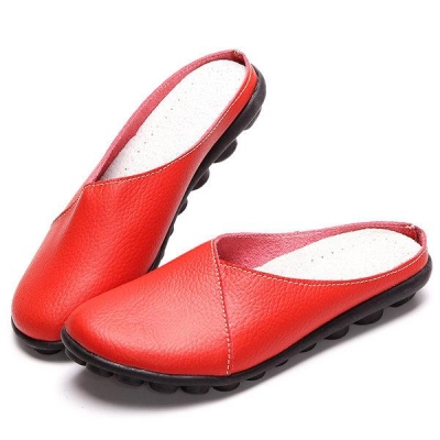 Big Size Pure Color Soft Sole Casual Open Heel Lazy Flat Shoes