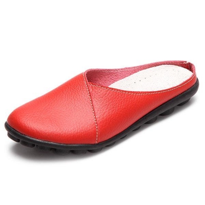 Big Size Pure Color Soft Sole Casual Open Heel Lazy Flat Shoes zecalaba.com