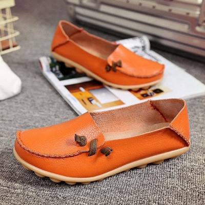 Big Size Soft Multi-Way Wearing Pure Color Flat Loafers lonhooker.com