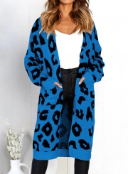 Leopard Printed Pocket Cardigan Sweater