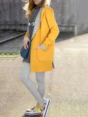 Casual Pockets H-line Long Sleeve Plain Coat