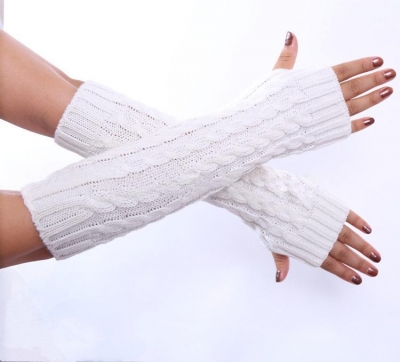 Hand Crochet Winter Warm Fingerless Arm Warmers Gloves zecalaba.com