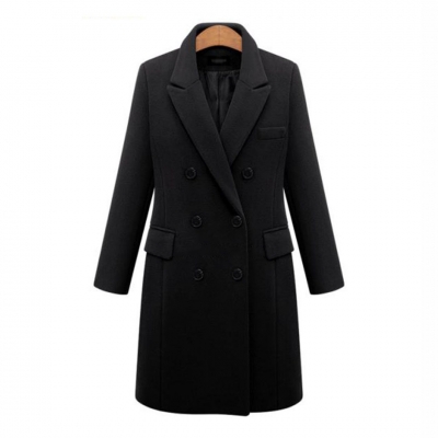 Double-breasted Lapel Peaked Tailored Coat zecalaba.com