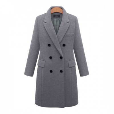 Double-breasted Lapel Peaked Tailored Coat zecalaba.com