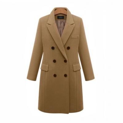 Double-breasted Lapel Peaked Tailored Coat zecalaba.com