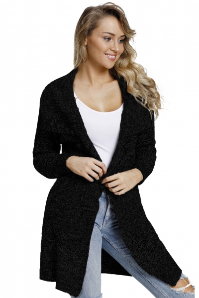 Casual Turn-Down Collar Long Sleeve Open Front Loose Cardigan zecalaba.com