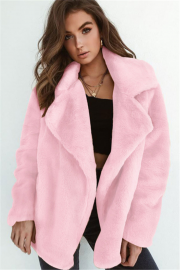 Lapel Furry Long Sleeve Cardigan