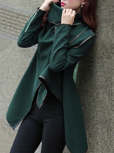Long Sleeve Shawl Collar Piping Plus Size Coat YOYOTSHOP.com
