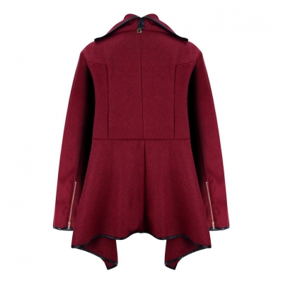 Long Sleeve Shawl Collar Piping Plus Size Coat YOYOTSHOP.com