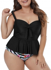 Ruffled Floral 2pcs Underwire Tankini Set