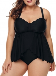 Ruffled High Waisted 2pcs Tankini Swimsuit