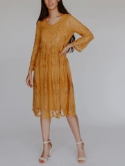 Bell Sleeves Lace Dress