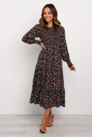 LONG SLEEVE TIERED FLORAL DRESS