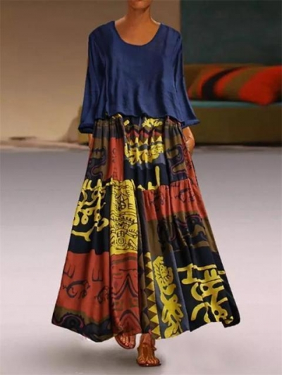Vintage Print Maxi Two Piece Dress YOYOTSHOP.com