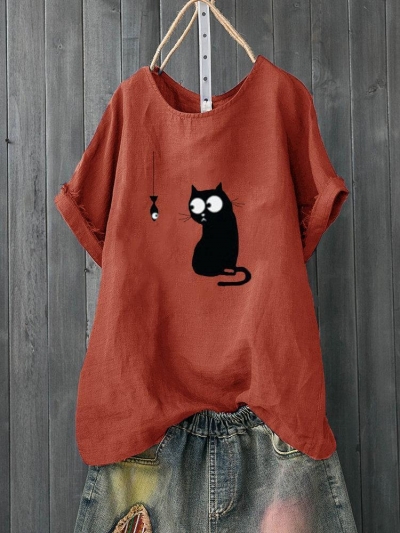 Cartoon Print Cute Short Sleeve Casual T-Shirt zecalaba.com