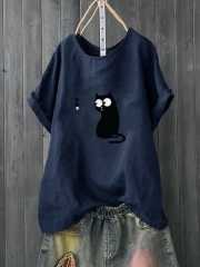 Cartoon Print Cute Short Sleeve Casual T-Shirt