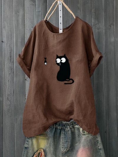 Cartoon Print Cute Short Sleeve Casual T-Shirt zecalaba.com