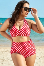 Energetic Dots Halter High Waist Bikini Set