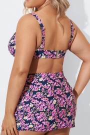 Purple Floral Twist Front Bandeau Bikini Set