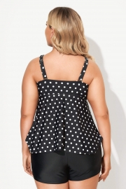 Black Dots Classic Handkerchief-Hem Tankini Top