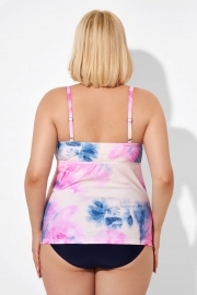 Tie Dye Tie Front Tankini Top for Lady