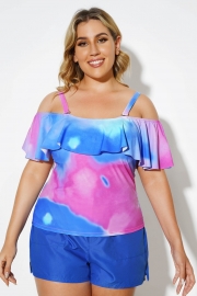 Square Collar Tie Dye Underwire Adjustable Straps Tankini