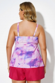 Tie Dye V-Neck Twist Elegant Tankini Top