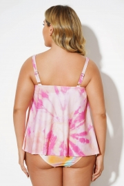 Tie Dye Flowy Sweetheart Neckline Underwire Tankini Top