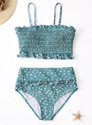 PERMANENT PLEATING HIGH WAISTED BIKINI SET