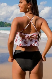 Flower Print Tie Back Bikini Set