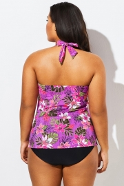 Pink Orchid Shirred Halter Women Tankini Top