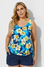 Elegant Floral Printed Side Tie Tankini Top
