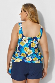 Elegant Floral Printed Side Tie Tankini Top