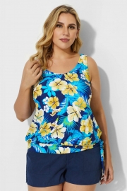 Elegant Floral Printed Side Tie Tankini Top