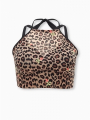LEOPARD FLORAL MESH HIGH WAIST SKATER BIKINI SET